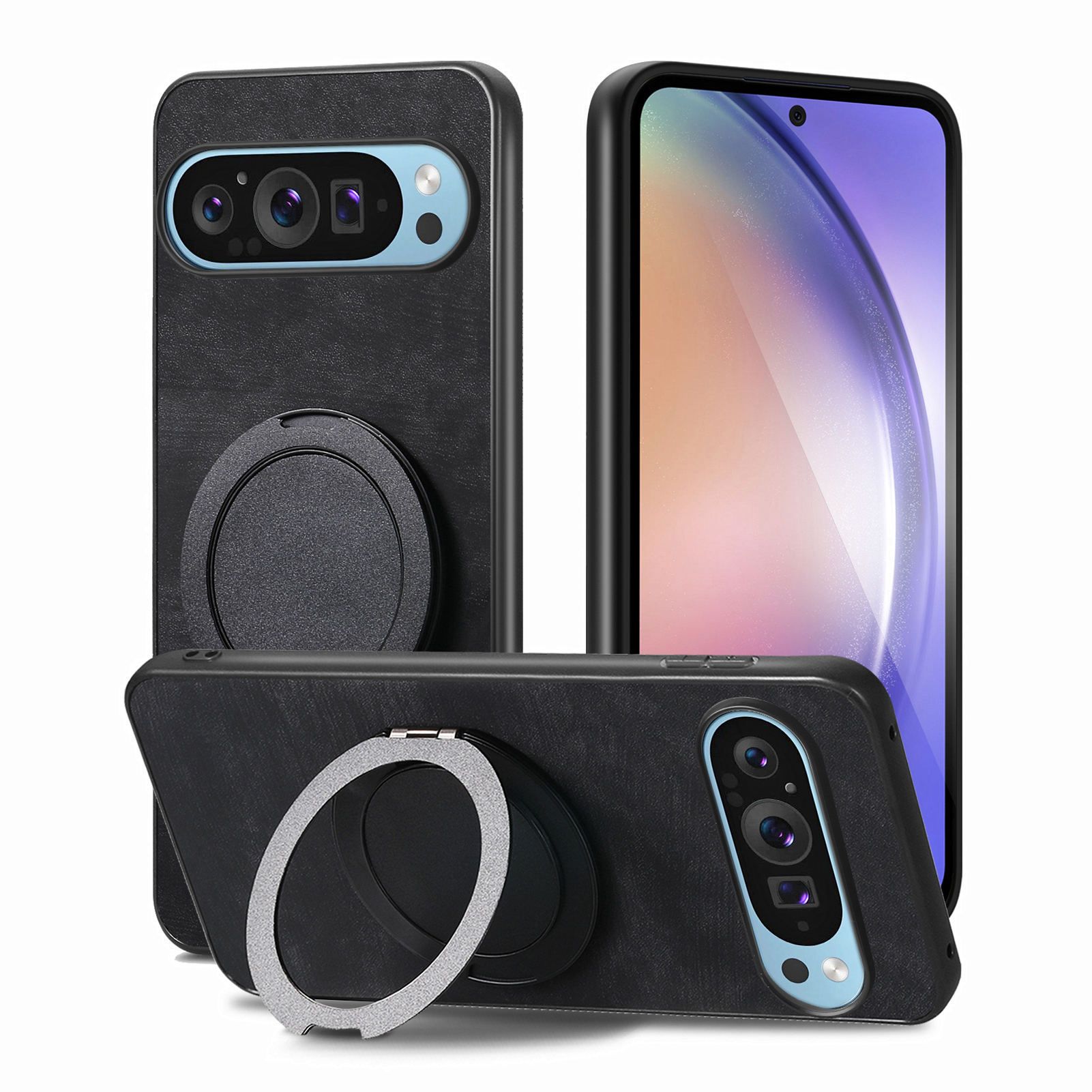 Compatible for Google Pixel 9 Pro XL,Pixel 8A 7A 6A,Pixel 8 7 6 Pro Hard PC Shockproo Bumper Protective Cover with Ring Stand