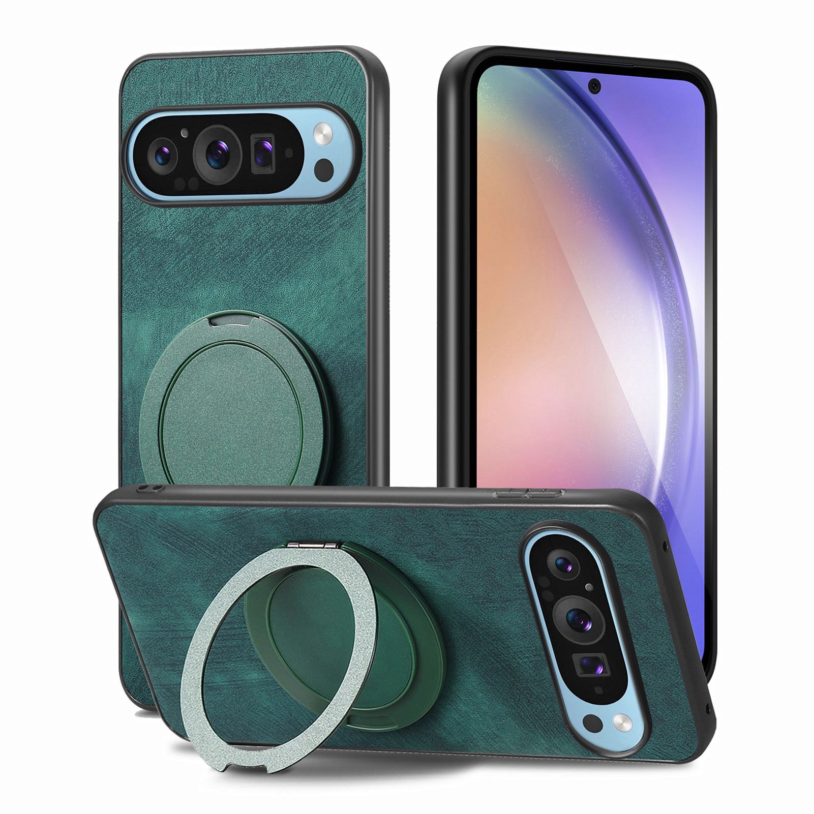 Compatible for Google Pixel 9 Pro XL,Pixel 8A 7A 6A,Pixel 8 7 6 Pro Hard PC Shockproo Bumper Protective Cover with Ring Stand