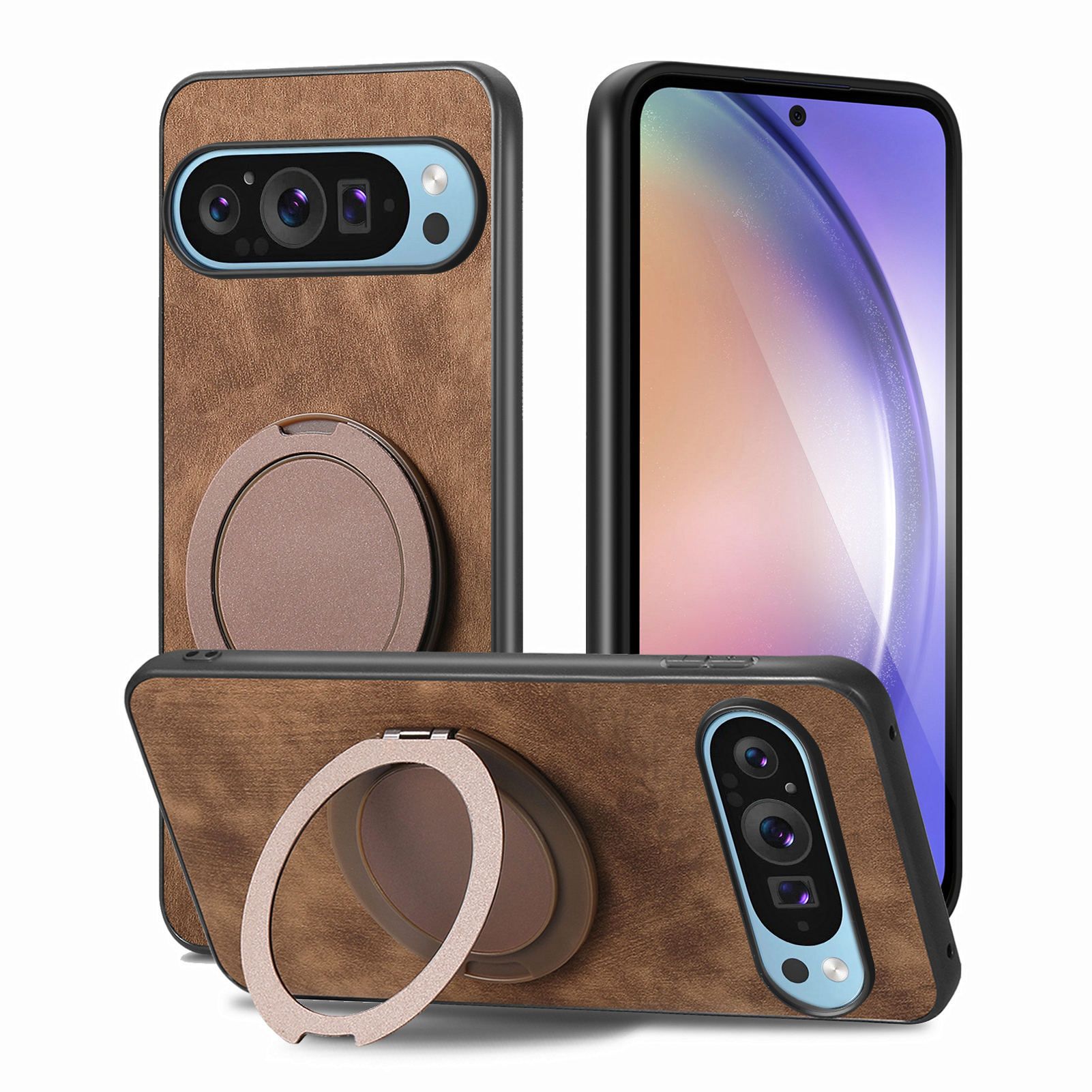 Compatible for Google Pixel 9 Pro XL,Pixel 8A 7A 6A,Pixel 8 7 6 Pro Hard PC Shockproo Bumper Protective Cover with Ring Stand