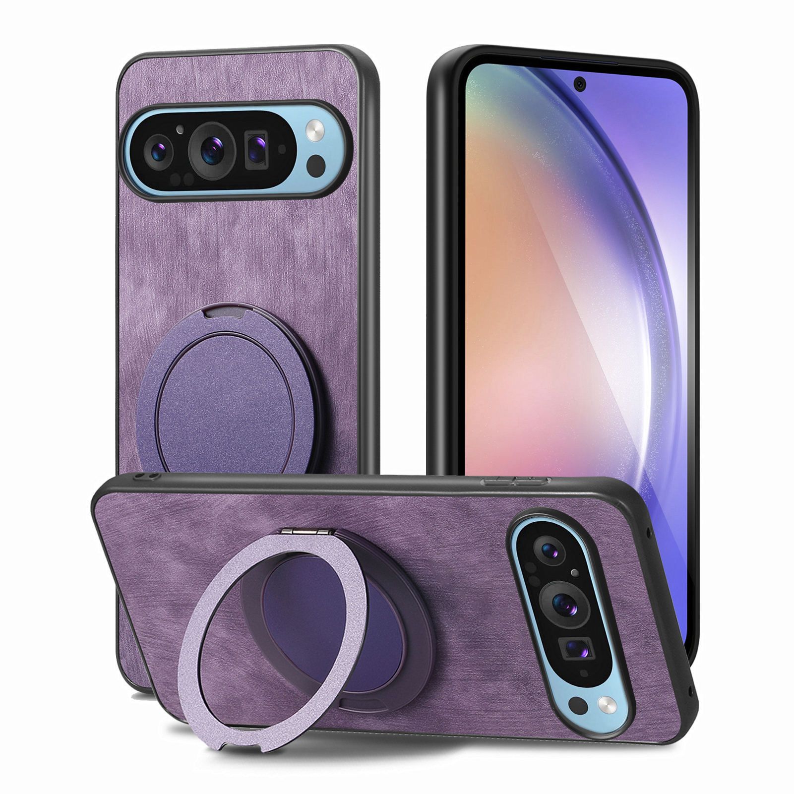 Compatible for Google Pixel 9 Pro XL,Pixel 8A 7A 6A,Pixel 8 7 6 Pro Hard PC Shockproo Bumper Protective Cover with Ring Stand