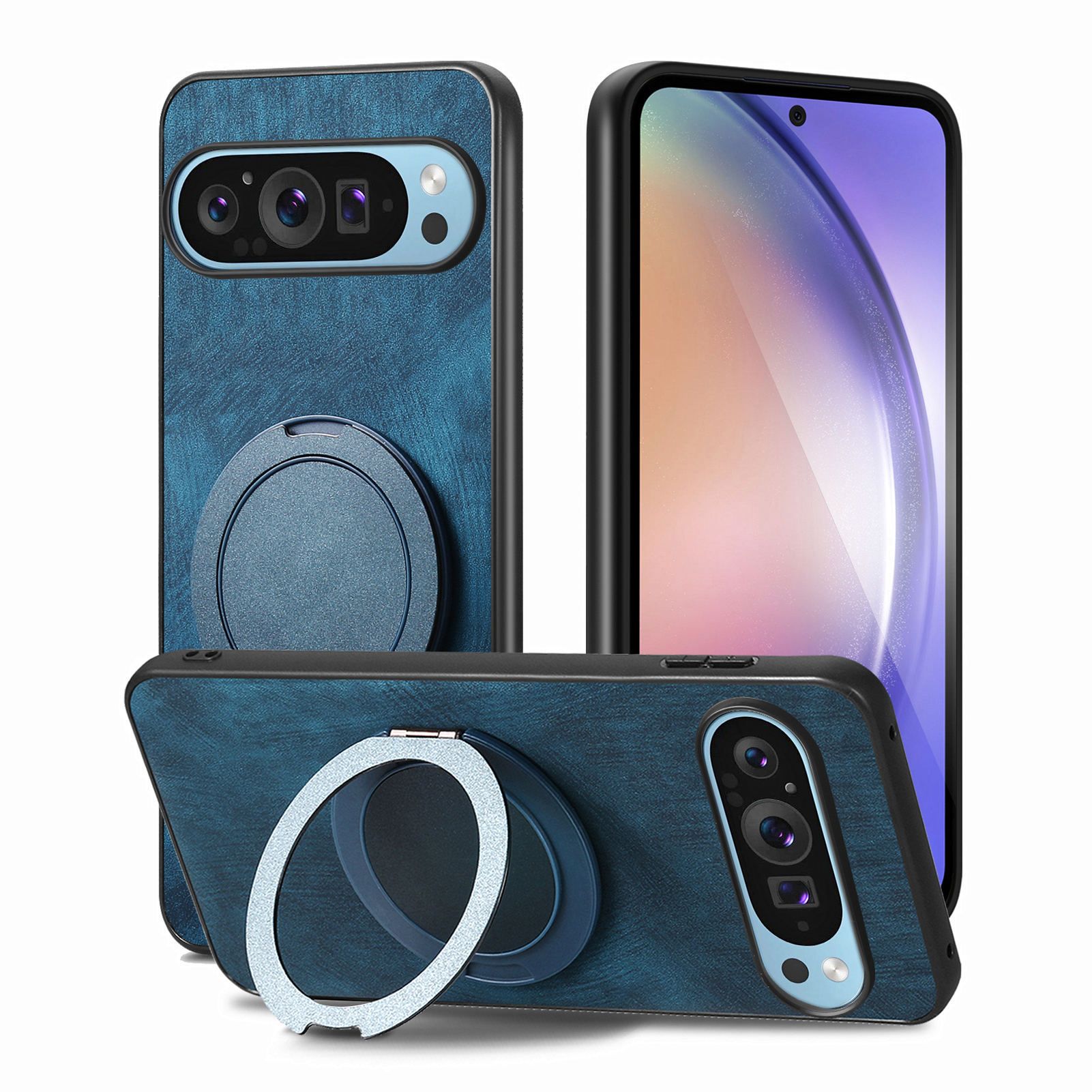 Compatible for Google Pixel 9 Pro XL,Pixel 8A 7A 6A,Pixel 8 7 6 Pro Hard PC Shockproo Bumper Protective Cover with Ring Stand