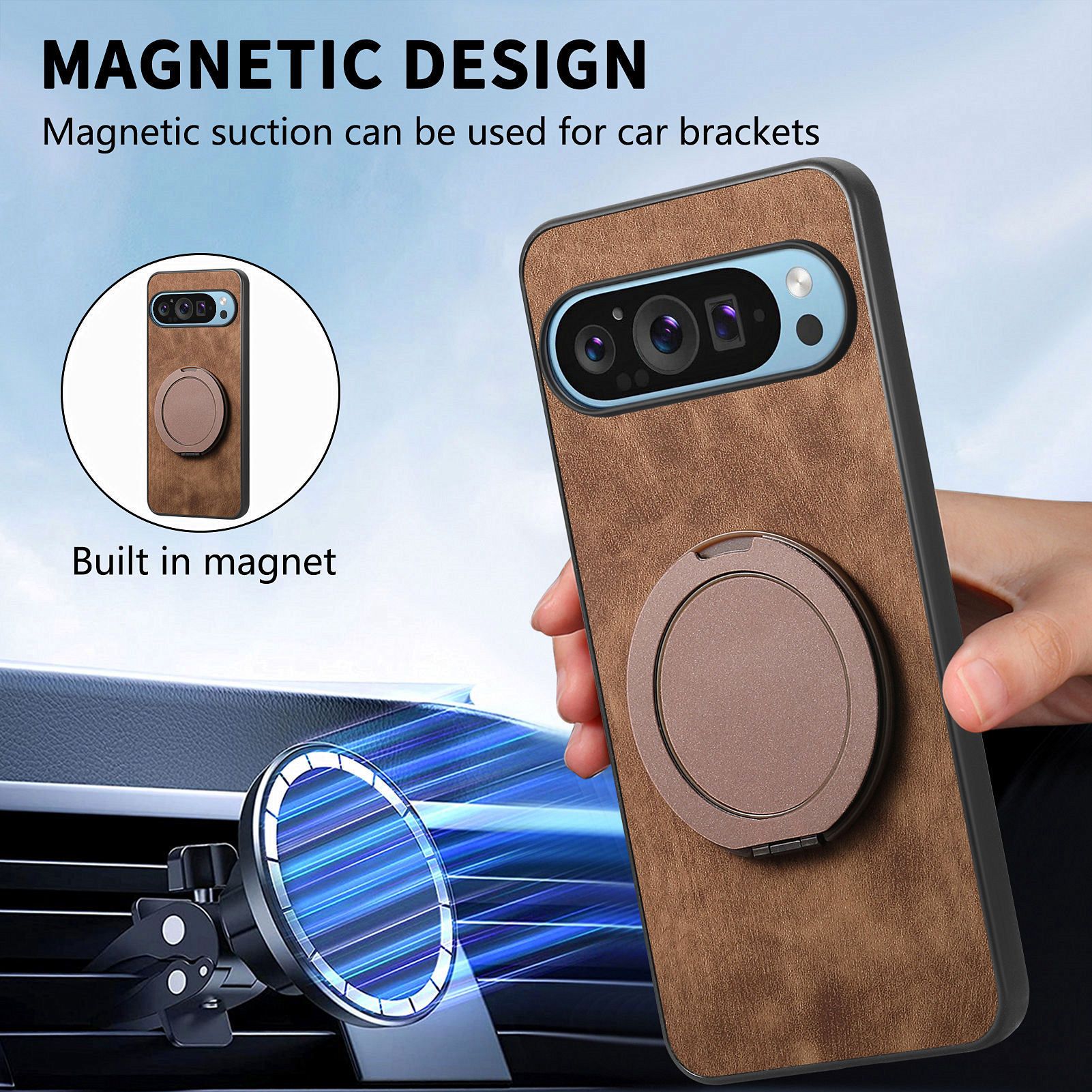 Compatible for Google Pixel 9 Pro XL,Pixel 8A 7A 6A,Pixel 8 7 6 Pro Hard PC Shockproo Bumper Protective Cover with Ring Stand