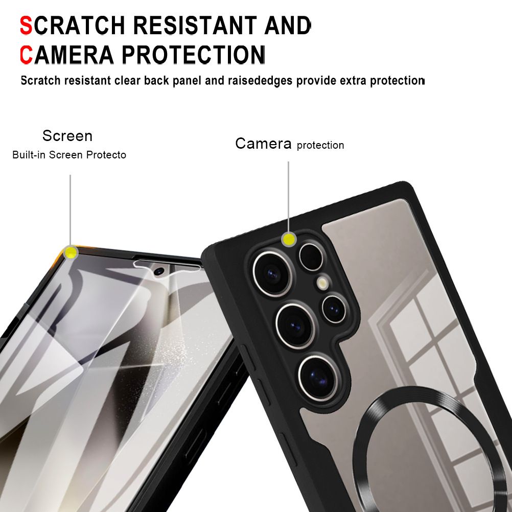 Magnetic Case for Samsung Galaxy A56 A36 A26 A16 S25 Ultra S24 FE S23 Plus S22 S21 FE Compatible with Magsafe,Full Body Rugged CaseBuilt-in Screen Protector Anti-Shock Case