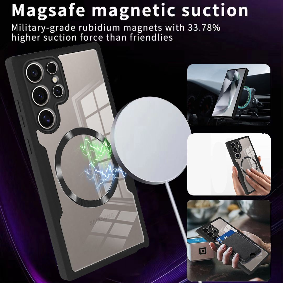 Magnetic Case for Samsung Galaxy A56 A36 A26 A16 S25 Ultra S24 FE S23 Plus S22 S21 FE Compatible with Magsafe,Full Body Rugged CaseBuilt-in Screen Protector Anti-Shock Case