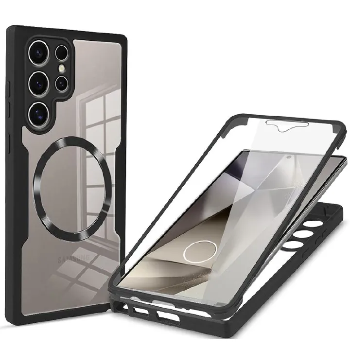 Magnetic Case for Samsung Galaxy A56 A36 A26 A16 S25 Ultra S24 FE S23 Plus S22 S21 FE Compatible with Magsafe,Full Body Rugged CaseBuilt-in Screen Protector Anti-Shock Case