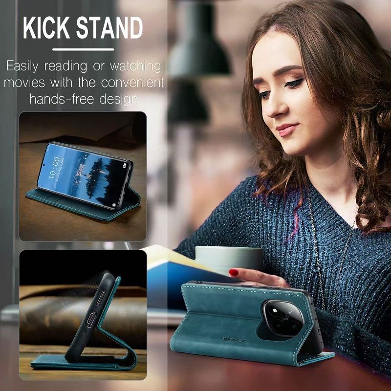 CaseMe Leather Phone Case Flip Cover for Xiaomi Redmi Note 14 Pro 14 Pro+ Plus 14 Shockproof Protection Stand Holder Magnetic PU Leather Case