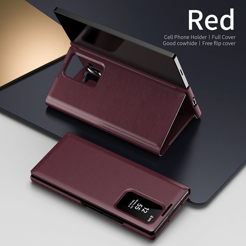 Smart Window Leather Flip Cover For Samsung Galaxy Z Fold 7/6/5/4/3 Shockproof Protection Stand Holder Magnetic Leather Protective Cover