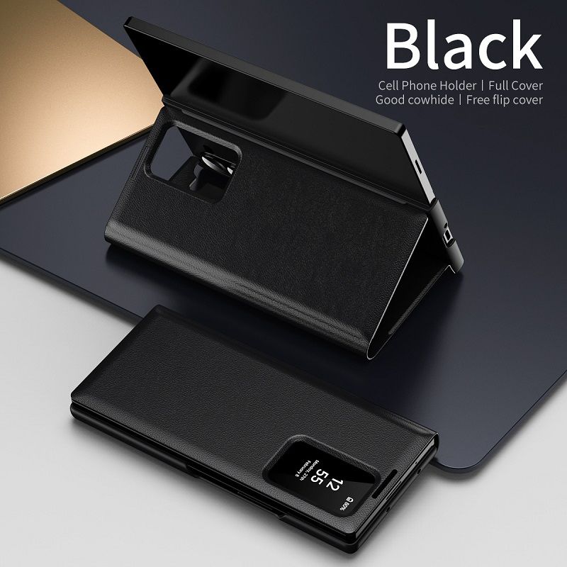 Smart Window Leather Flip Cover For Samsung Galaxy Z Fold 7/6/5/4/3 Shockproof Protection Stand Holder Magnetic Leather Protective Cover