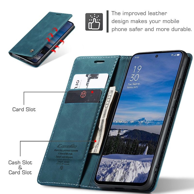 CaseMe Leather Phone Case Flip Cover for OPPO Reno 13F 13 12 Pro 12F 10 Pro 8T 8 7 8z 7z 8 Lite A78 A57s A77s A96 A76 Realme C55 10 Pro+ Shockproof Protection Stand Holder Magnetic PU Leather Case