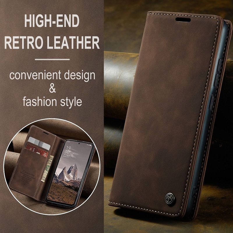 CaseMe Leather Phone Case Flip Cover for OPPO Reno 13F 13 12 Pro 12F 10 Pro 8T 8 7 8z 7z 8 Lite A78 A57s A77s A96 A76 Realme C55 10 Pro+ Shockproof Protection Stand Holder Magnetic PU Leather Case