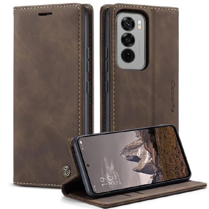 CaseMe Leather Phone Case Flip Cover for OPPO Reno 13F 13 12 Pro 12F 10 Pro 8T 8 7 8z 7z 8 Lite A78 A57s A77s A96 A76 Realme C55 10 Pro+ Shockproof Protection Stand Holder Magnetic PU Leather Case