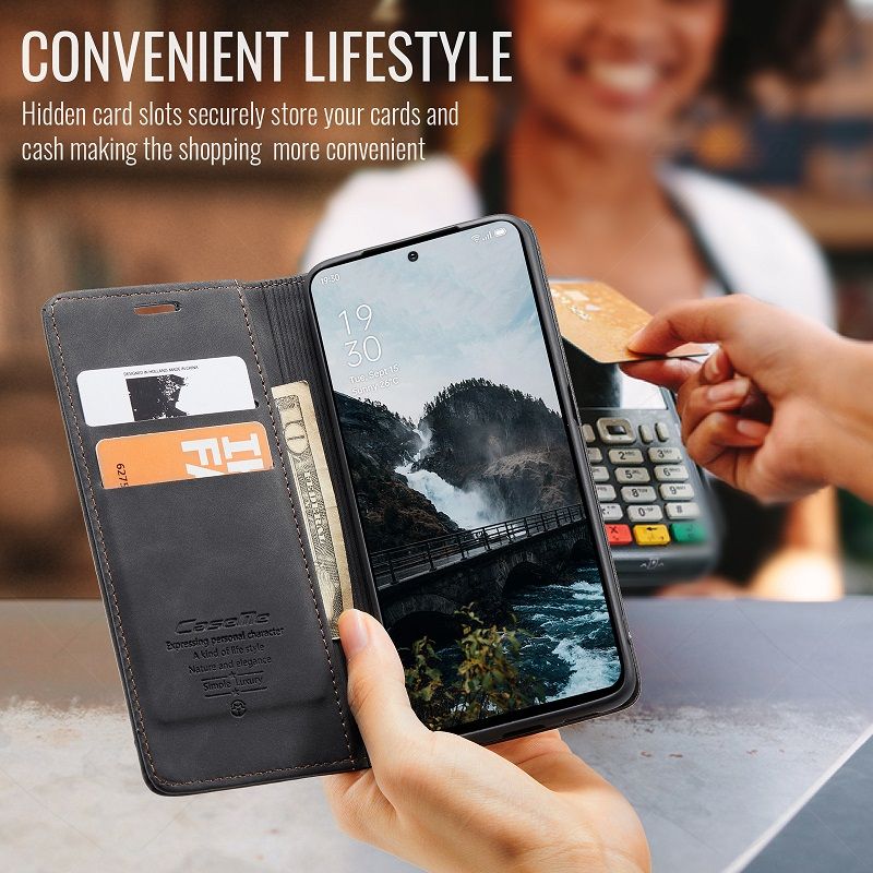 CaseMe Leather Phone Case Flip Cover for OPPO Reno 13F 13 12 Pro 12F 10 Pro 8T 8 7 8z 7z 8 Lite A78 A57s A77s A96 A76 Realme C55 10 Pro+ Shockproof Protection Stand Holder Magnetic PU Leather Case