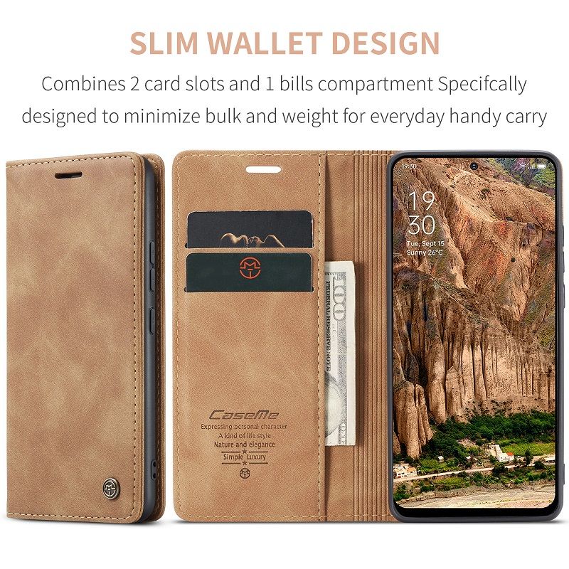 CaseMe Leather Phone Case Flip Cover for OPPO Reno 13F 13 12 Pro 12F 10 Pro 8T 8 7 8z 7z 8 Lite A78 A57s A77s A96 A76 Realme C55 10 Pro+ Shockproof Protection Stand Holder Magnetic PU Leather Case