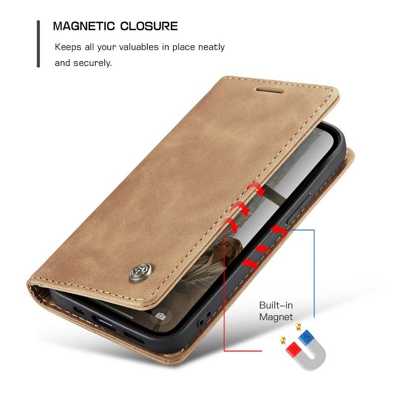 CaseMe Leather Phone Case Flip Cover for iPhone 16e SE4 16 Plus 16 Pro Max 15 Plus 14 Plus Shockproof Protection Stand Holder Magnetic PU Leather Case