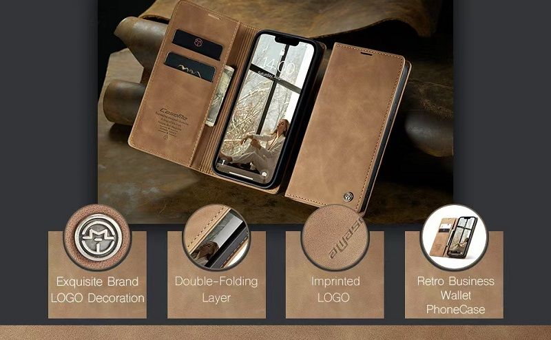 CaseMe Leather Phone Case Flip Cover for iPhone 16e SE4 16 Plus 16 Pro Max 15 Plus 14 Plus Shockproof Protection Stand Holder Magnetic PU Leather Case
