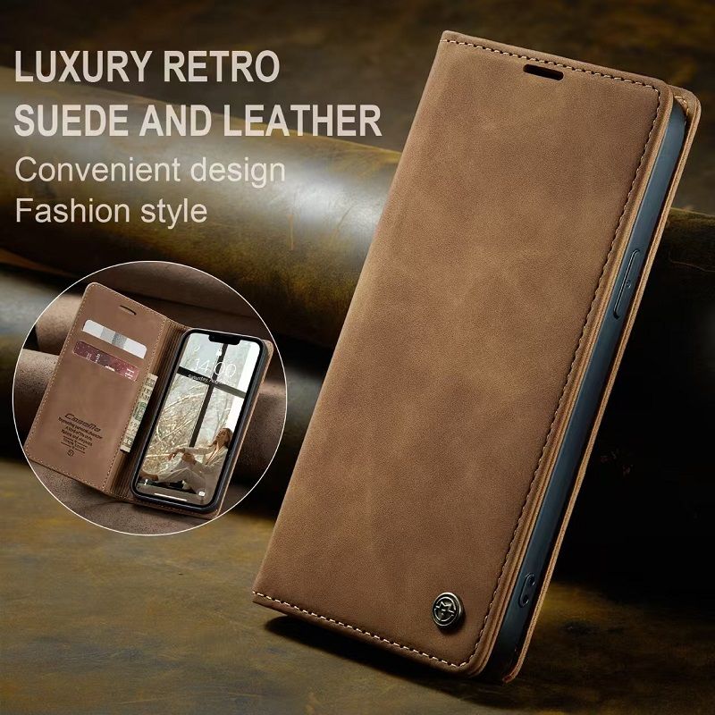 CaseMe Leather Phone Case Flip Cover for iPhone 16e SE4 16 Plus 16 Pro Max 15 Plus 14 Plus Shockproof Protection Stand Holder Magnetic PU Leather Case