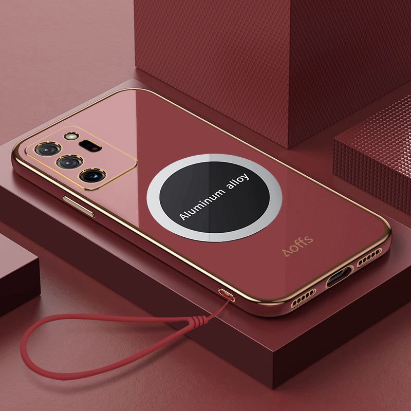 Phone Case for Samsung Galaxy Note 20 Ultra Note 10 Plus 10 Lite 9 8 Shockproof Bumper 6D Straight Edge Plating Magnetic Silicone Cover