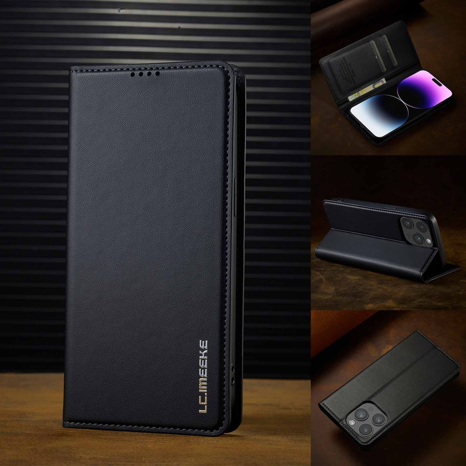 LC.imeeke - Flip Cover for Redmi Note 14 4G 13 12 11 Pro 4G 14 Pro+ Plus 5G Magnetic [Flip Vintage] Wallet Shockproof Durable Retro Business Leather Cover