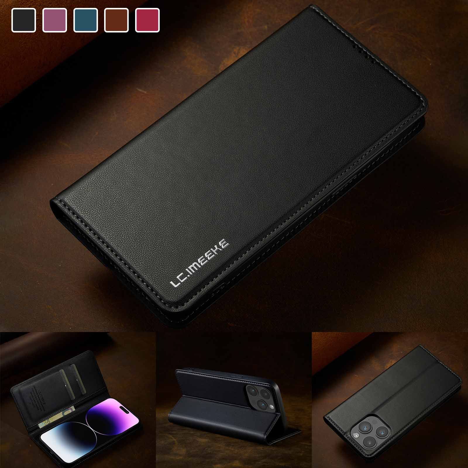LC.imeeke - Flip Cover for Redmi Note 14 4G 13 12 11 Pro 4G 14 Pro+ Plus 5G Magnetic [Flip Vintage] Wallet Shockproof Durable Retro Business Leather Cover