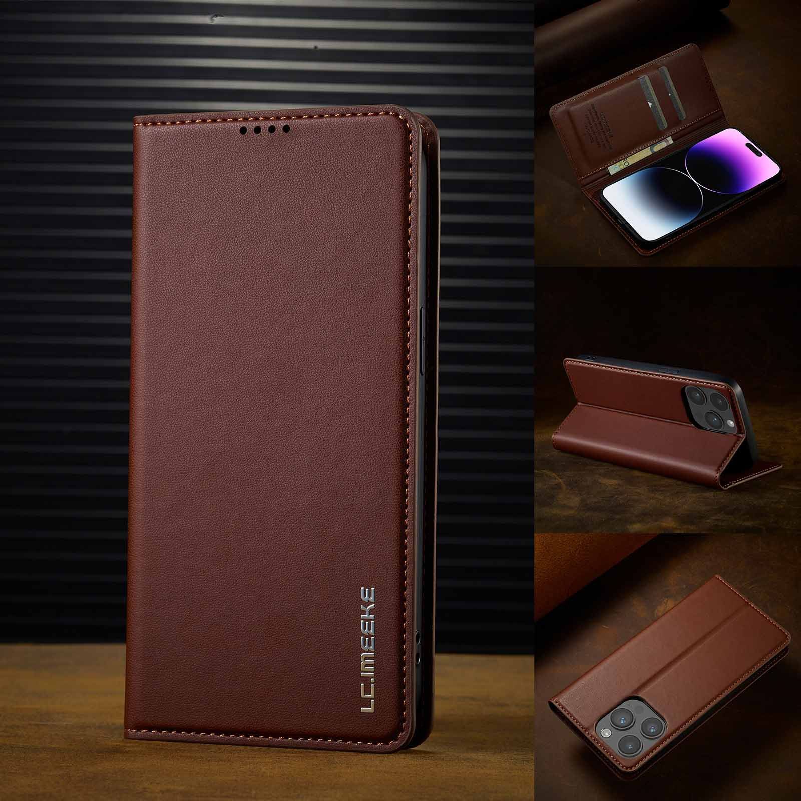 LC.imeeke - Flip Cover for Redmi Note 14 4G 13 12 11 Pro 4G 14 Pro+ Plus 5G Magnetic [Flip Vintage] Wallet Shockproof Durable Retro Business Leather Cover