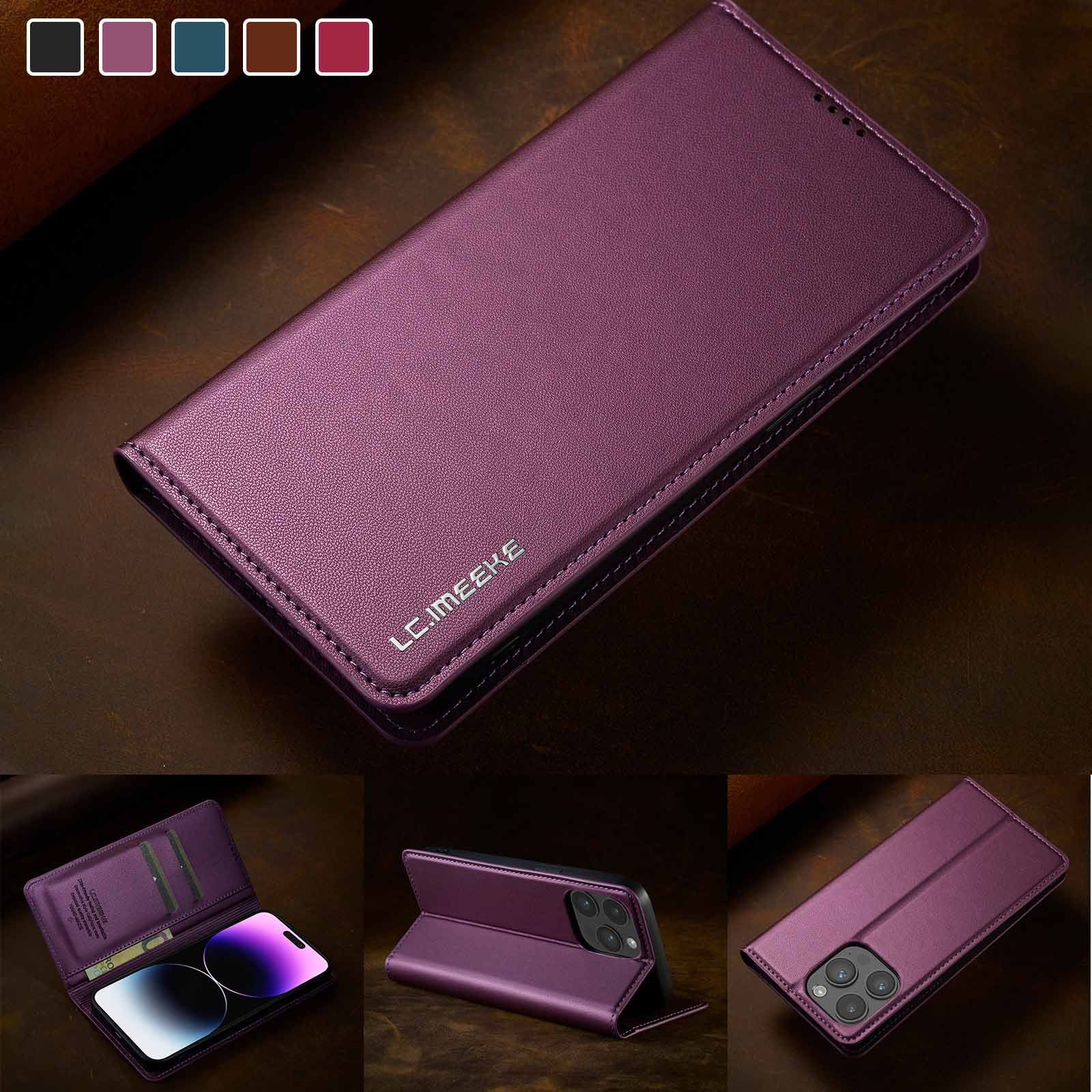 LC.imeeke - Flip Cover for Redmi Note 14 4G 13 12 11 Pro 4G 14 Pro+ Plus 5G Magnetic [Flip Vintage] Wallet Shockproof Durable Retro Business Leather Cover