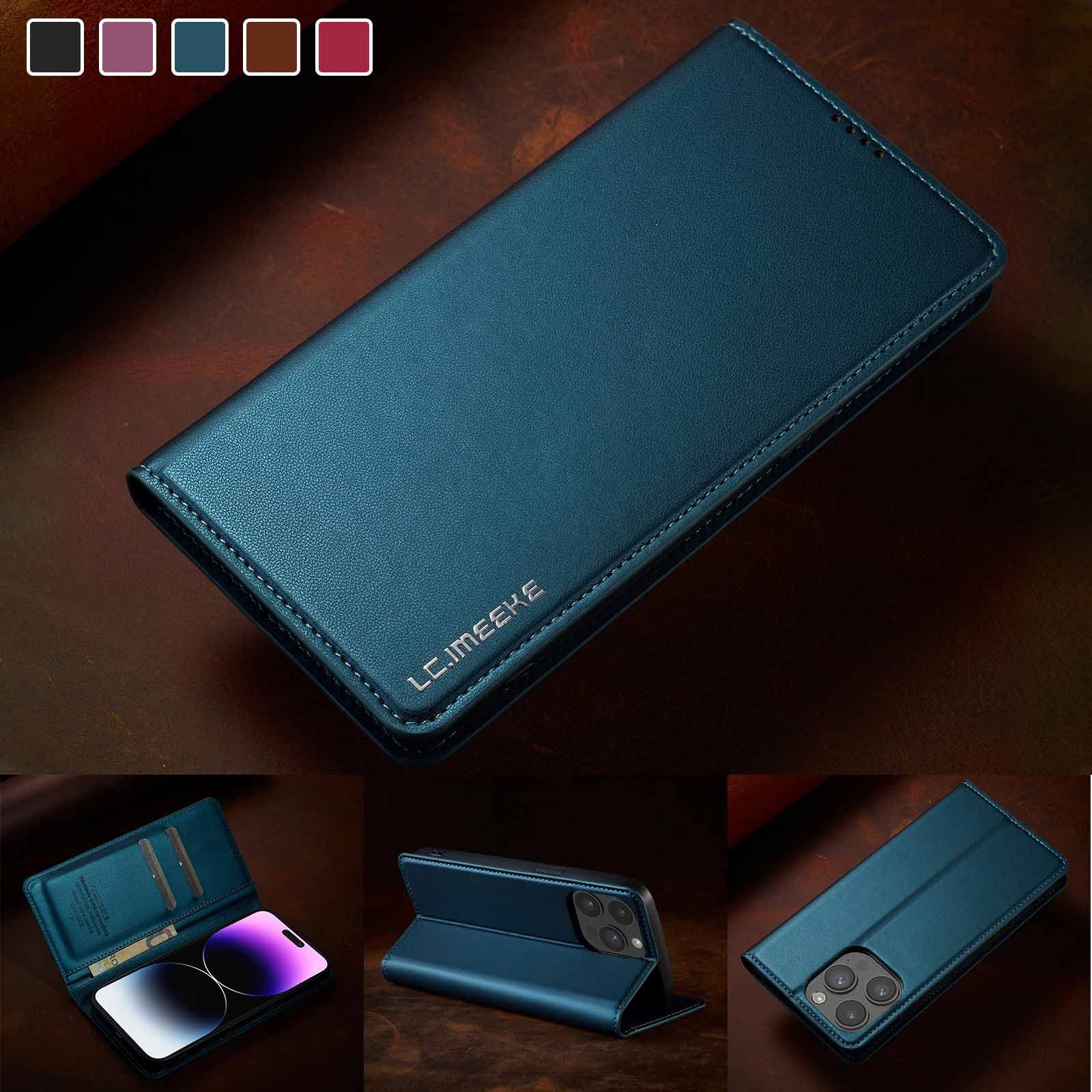 LC.imeeke - Flip Cover for Redmi Note 14 4G 13 12 11 Pro 4G 14 Pro+ Plus 5G Magnetic [Flip Vintage] Wallet Shockproof Durable Retro Business Leather Cover