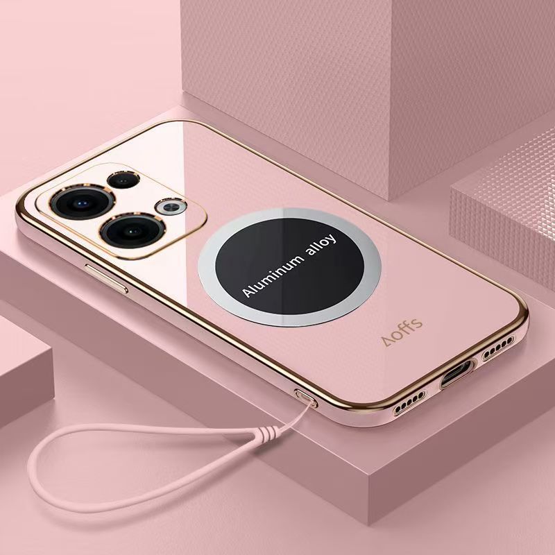 Phone Case for OPPO Reno 13 Pro 13F 12 Pro 12F 11 Pro 11F 10 Pro 9 Pro 8 Pro 8T 7 Pro 6 Pro 5 Pro 5F 4 Pro 3 Pro 2Z 2F 2 Z Shockproof Bumper 6D Straight Edge Plating Magnetic Silicone Cover