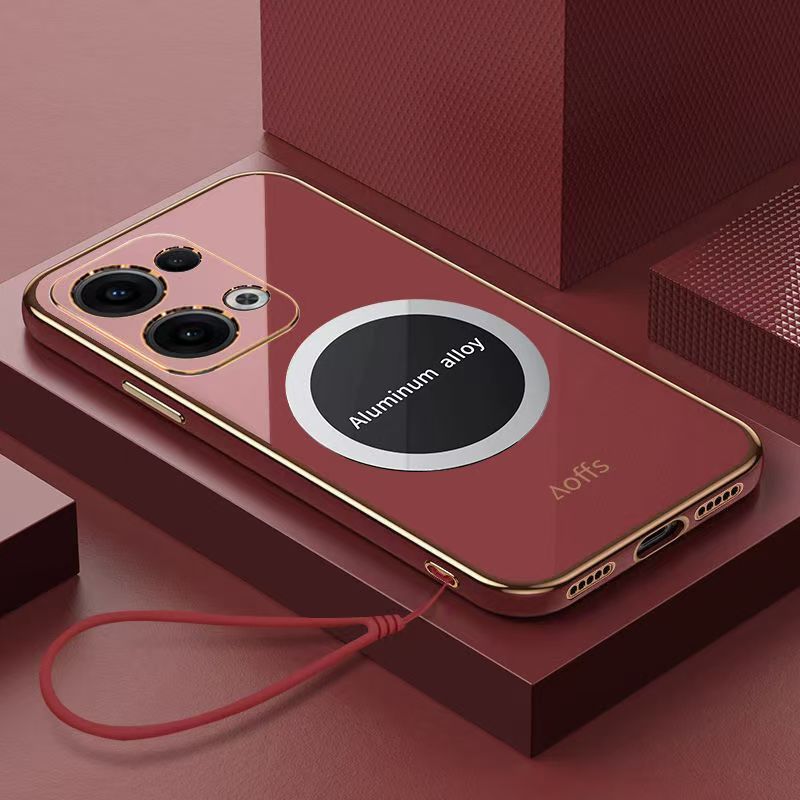 Phone Case for OPPO Reno 13 Pro 13F 12 Pro 12F 11 Pro 11F 10 Pro 9 Pro 8 Pro 8T 7 Pro 6 Pro 5 Pro 5F 4 Pro 3 Pro 2Z 2F 2 Z Shockproof Bumper 6D Straight Edge Plating Magnetic Silicone Cover
