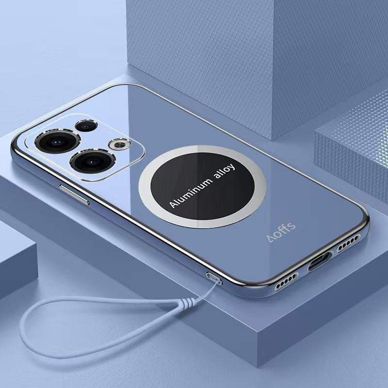 Phone Case for OPPO Reno 13 Pro 13F 12 Pro 12F 11 Pro 11F 10 Pro 9 Pro 8 Pro 8T 7 Pro 6 Pro 5 Pro 5F 4 Pro 3 Pro 2Z 2F 2 Z Shockproof Bumper 6D Straight Edge Plating Magnetic Silicone Cover