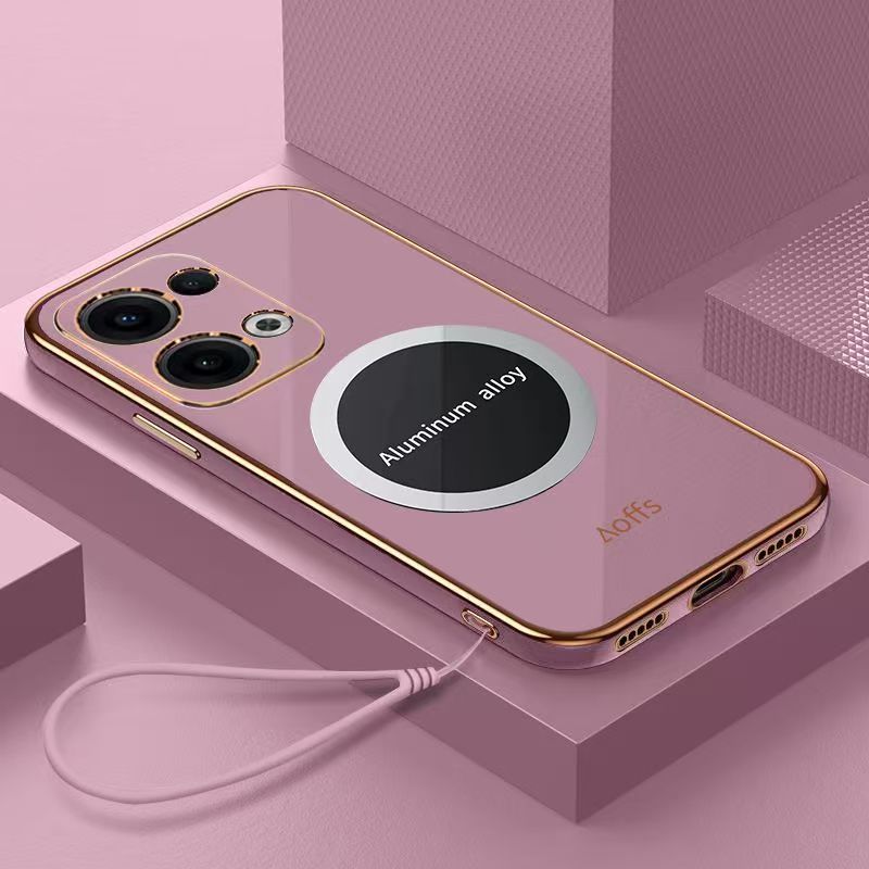 Phone Case for OPPO Reno 13 Pro 13F 12 Pro 12F 11 Pro 11F 10 Pro 9 Pro 8 Pro 8T 7 Pro 6 Pro 5 Pro 5F 4 Pro 3 Pro 2Z 2F 2 Z Shockproof Bumper 6D Straight Edge Plating Magnetic Silicone Cover