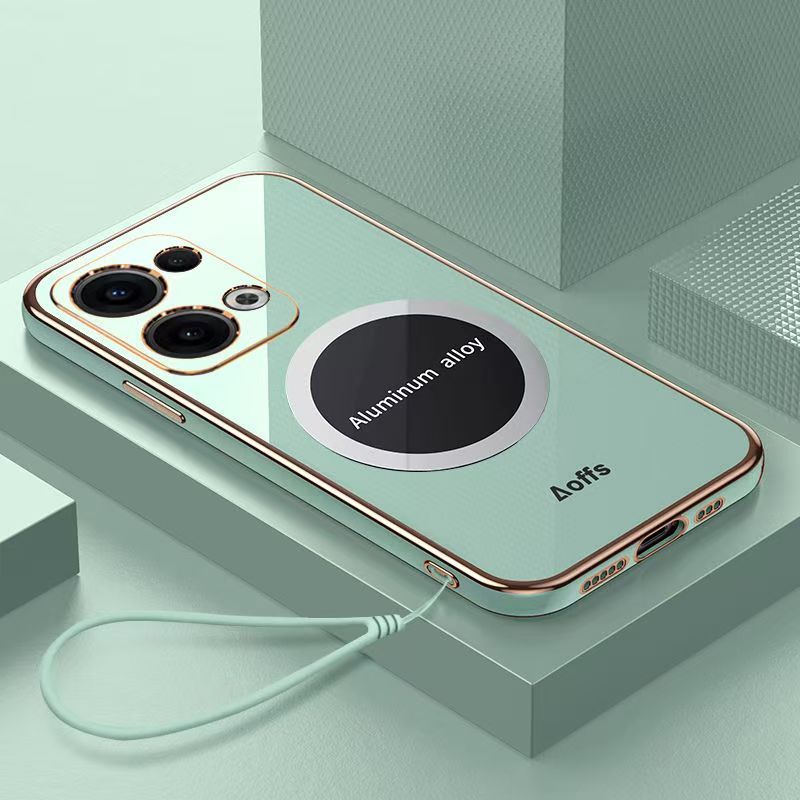 Phone Case for OPPO Reno 13 Pro 13F 12 Pro 12F 11 Pro 11F 10 Pro 9 Pro 8 Pro 8T 7 Pro 6 Pro 5 Pro 5F 4 Pro 3 Pro 2Z 2F 2 Z Shockproof Bumper 6D Straight Edge Plating Magnetic Silicone Cover