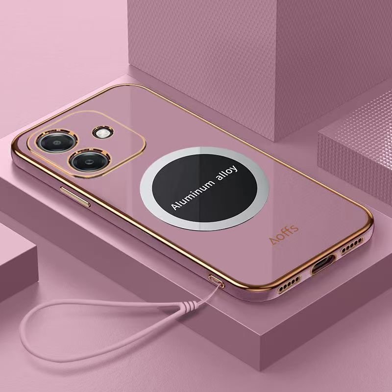 Phone Case for OPPO A3 A3X A60 A80 A98 A97 A79 A78 A58 A38 A18 A57s A77s A17 A17K A16 A16K A96 A76 A94 A93 A73 A53 A32 A54 A55 A5 A7 Shockproof Bumper 6D Straight Edge Plating Magnetic Silicone Cover