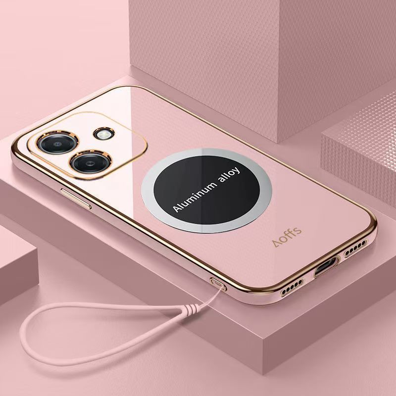 Phone Case for OPPO A3 A3X A60 A80 A98 A97 A79 A78 A58 A38 A18 A57s A77s A17 A17K A16 A16K A96 A76 A94 A93 A73 A53 A32 A54 A55 A5 A7 Shockproof Bumper 6D Straight Edge Plating Magnetic Silicone Cover