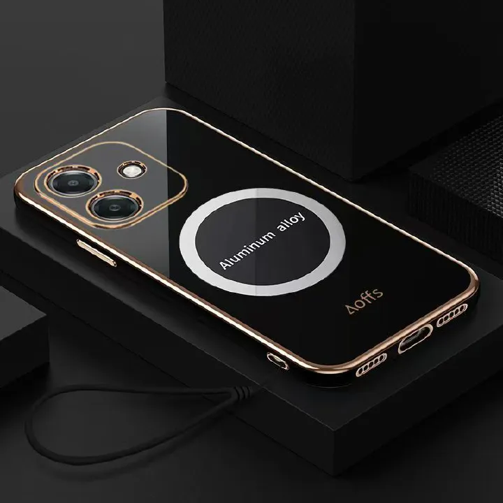 Phone Case for OPPO A3 A3X A60 A80 A98 A97 A79 A78 A58 A38 A18 A57s A77s A17 A17K A16 A16K A96 A76 A94 A93 A73 A53 A32 A54 A55 A5 A7 Shockproof Bumper 6D Straight Edge Plating Magnetic Silicone Cover