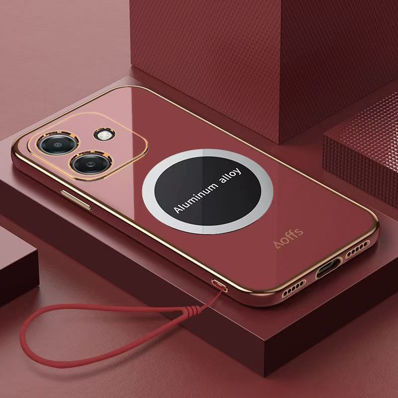 Phone Case for OPPO A3 A3X A60 A80 A98 A97 A79 A78 A58 A38 A18 A57s A77s A17 A17K A16 A16K A96 A76 A94 A93 A73 A53 A32 A54 A55 A5 A7 Shockproof Bumper 6D Straight Edge Plating Magnetic Silicone Cover