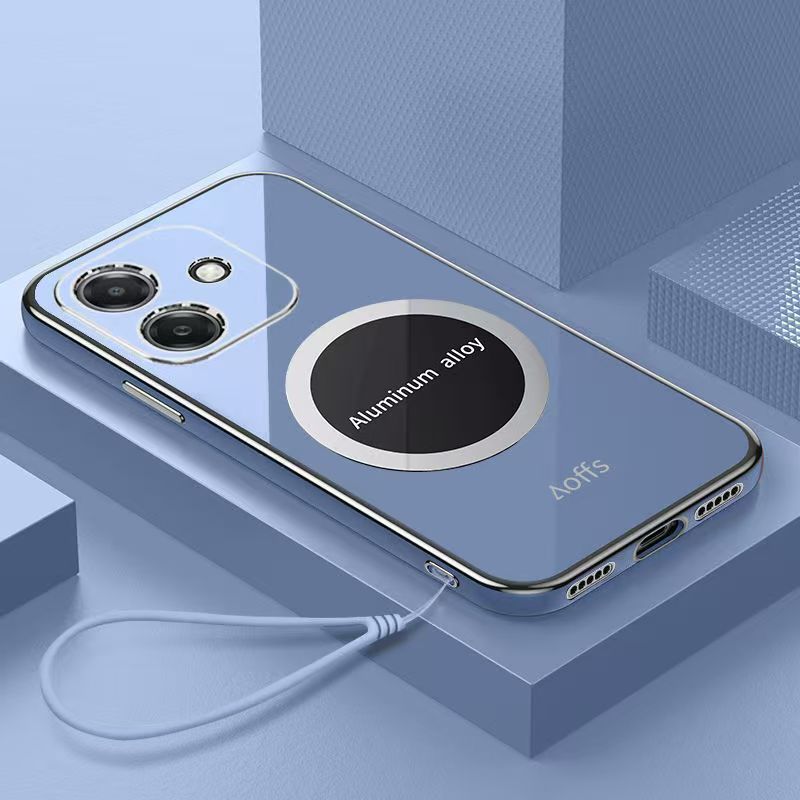 Phone Case for OPPO A3 A3X A60 A80 A98 A97 A79 A78 A58 A38 A18 A57s A77s A17 A17K A16 A16K A96 A76 A94 A93 A73 A53 A32 A54 A55 A5 A7 Shockproof Bumper 6D Straight Edge Plating Magnetic Silicone Cover