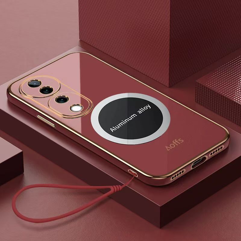 Phone Case for Vivo V40 V30 Pro V29 Pro V27 Pro V27e V25 V25e V23 Pro Shockproof Bumper 6D Straight Edge Plating Magnetic Silicone Cover