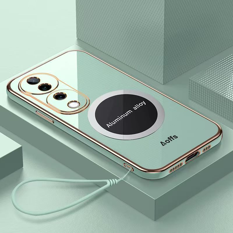 Phone Case for Vivo V40 V30 Pro V29 Pro V27 Pro V27e V25 V25e V23 Pro Shockproof Bumper 6D Straight Edge Plating Magnetic Silicone Cover