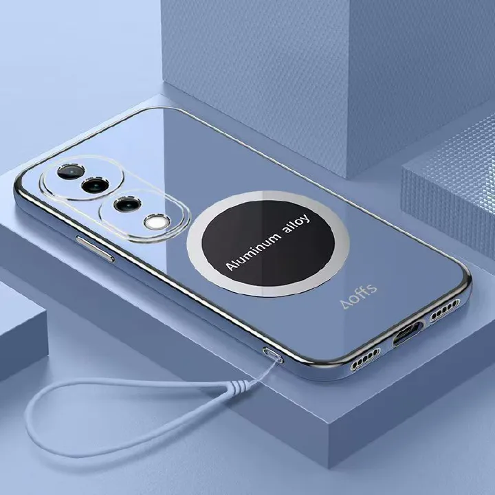 Phone Case for Vivo V40 V30 Pro V29 Pro V27 Pro V27e V25 V25e V23 Pro Shockproof Bumper 6D Straight Edge Plating Magnetic Silicone Cover