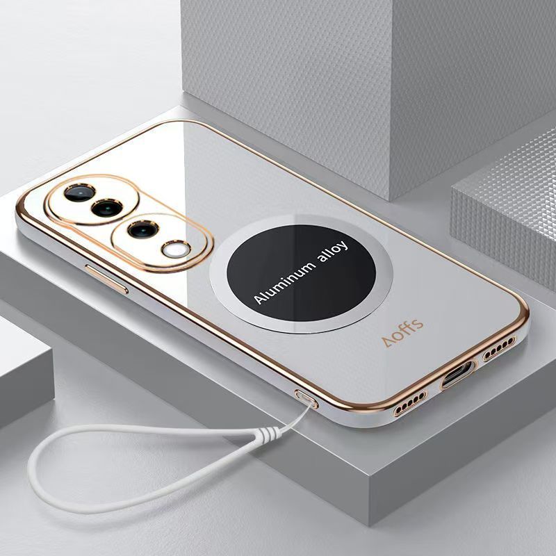 Phone Case for Vivo V40 V30 Pro V29 Pro V27 Pro V27e V25 V25e V23 Pro Shockproof Bumper 6D Straight Edge Plating Magnetic Silicone Cover