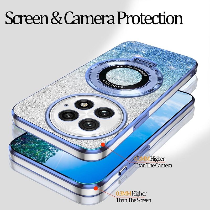 Magnetic Support Protective Cover For OnePlus 13 13R 12 12R 11 11R 10 Pro 10R 10T 9 9R 9 Pro Luxury Transparent Glitter Powder Phone Case