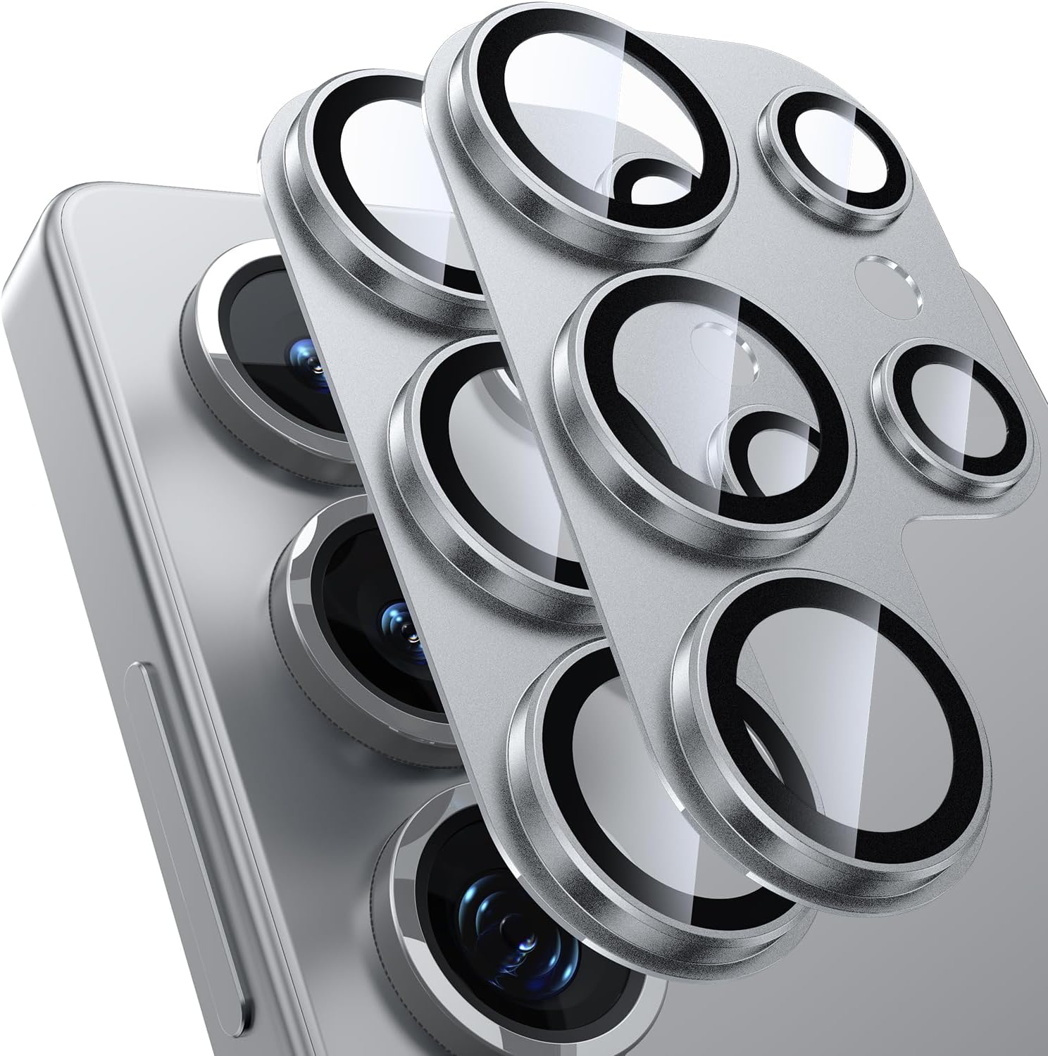 2 Pieces - Samsung Galaxy S25 Ultra Camera Lens Protective Film, [Military Grade Shatterproof] [Strong Adhesion] Matte Alloy Metal Ring Glass Camera Screen Protective Film
