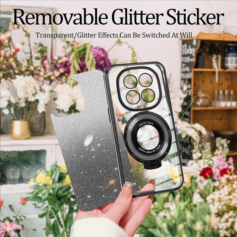 Magnetic Support Protective Cover For Xiaomi Redmi Note 14 Pro 14 Pro+/ Plus 14 Luxury Transparent Glitter Powder Phone Case