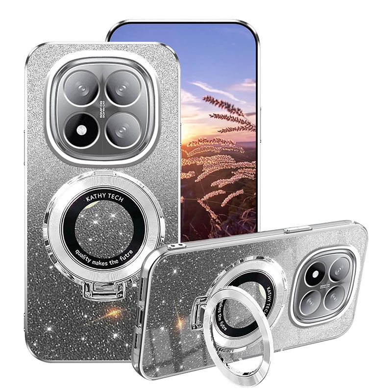 Magnetic Support Protective Cover For Xiaomi Redmi Note 14 Pro 14 Pro+/ Plus 14 Luxury Transparent Glitter Powder Phone Case