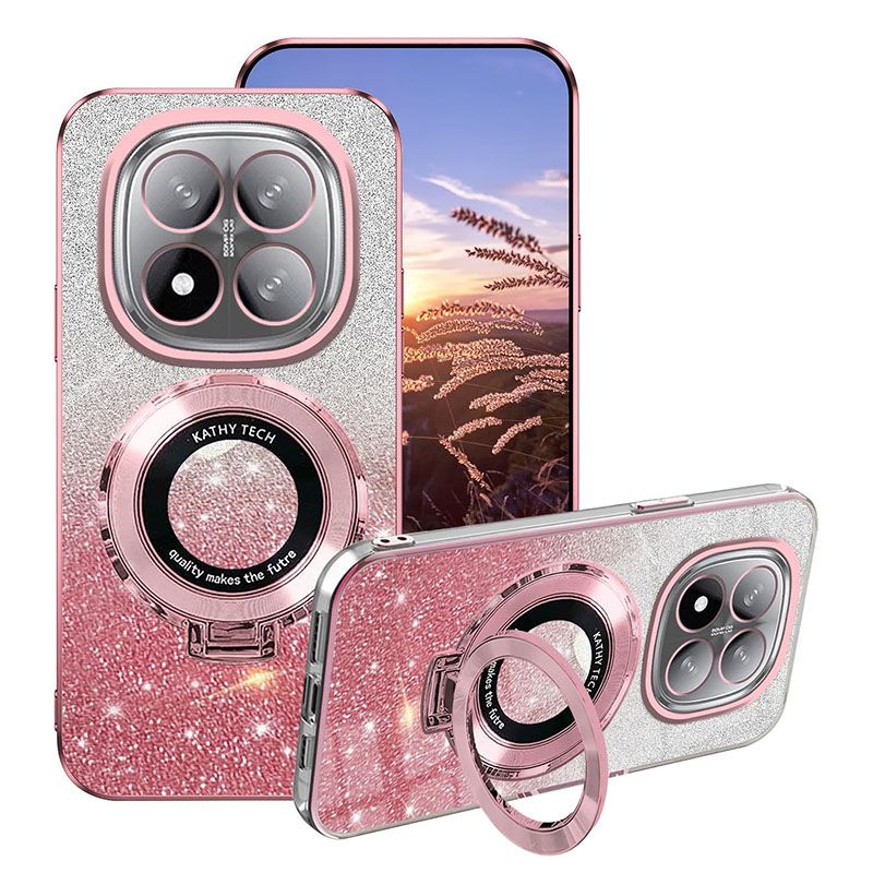 Magnetic Support Protective Cover For Xiaomi Redmi Note 14 Pro 14 Pro+/ Plus 14 Luxury Transparent Glitter Powder Phone Case
