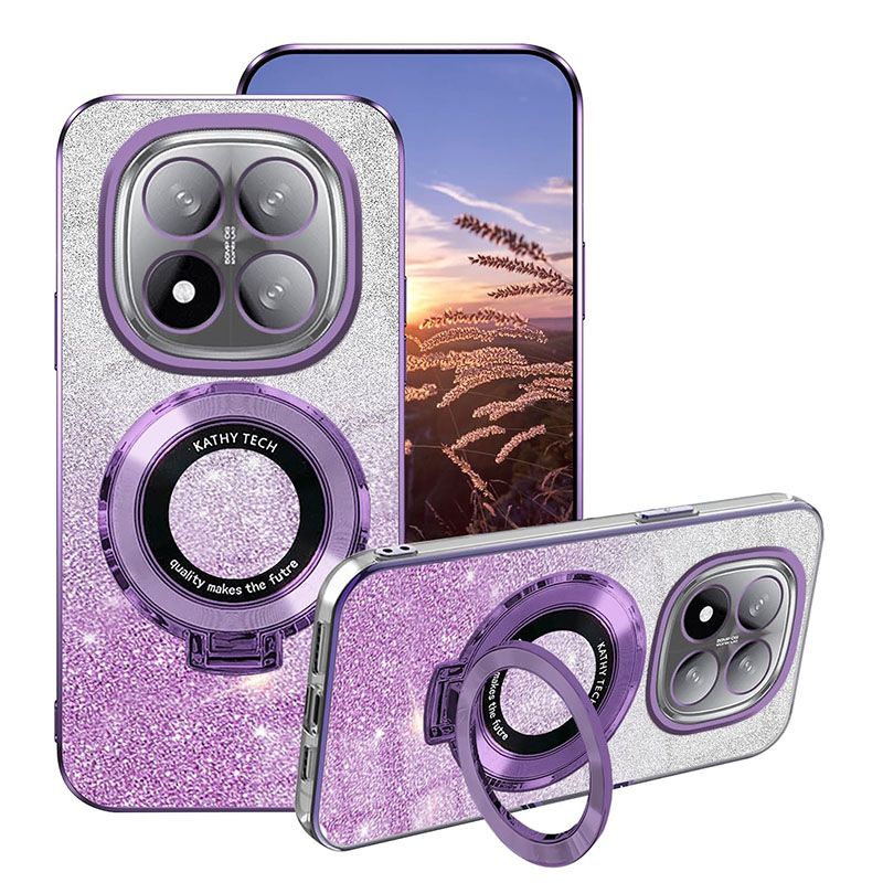 Magnetic Support Protective Cover For Xiaomi Redmi Note 14 Pro 14 Pro+/ Plus 14 Luxury Transparent Glitter Powder Phone Case