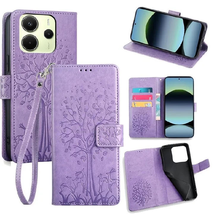 Leather Phone Case Flip Cover for Xiaomi Redmi Note 14 4G Shockproof Protection Stand Holder Magnetic PU Leather Case