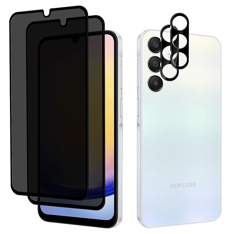 2+2-piece Tempered Glass Suitable for Samsung Galaxy A16 A15 A25 A35 A55 Privacy Screen Protector [anti spy] [anti scratch] [9H hardness] Camera Lens Protector