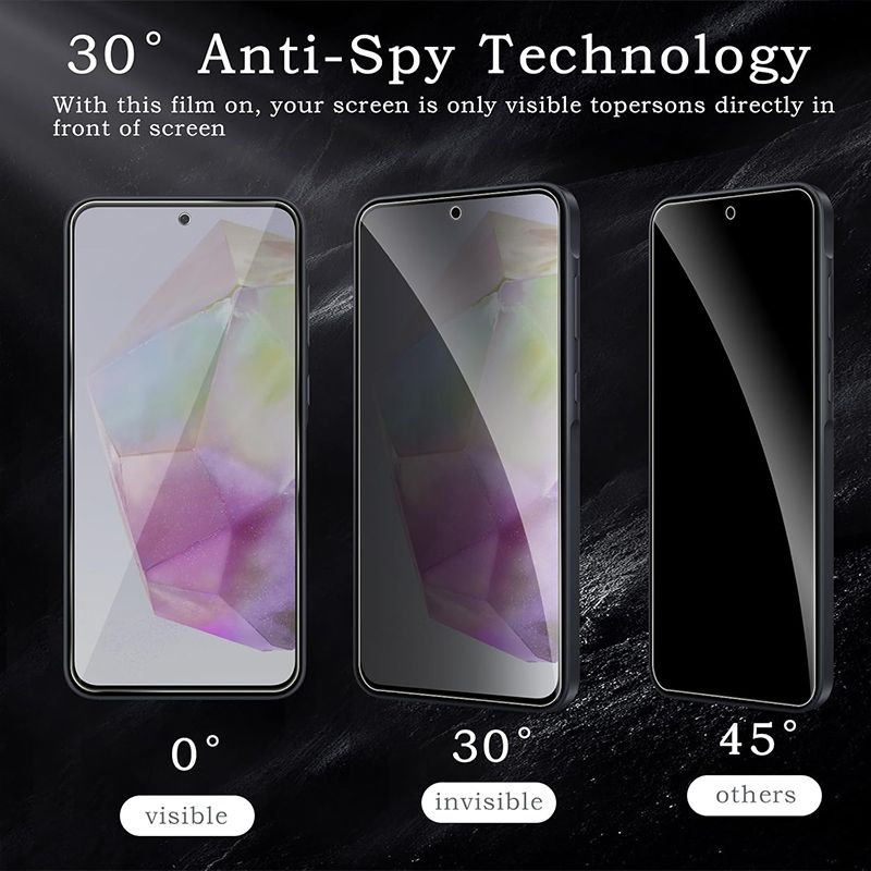 2-Piece Privacy Screen Protector for Samsung Galaxy A57 A37 A17 A07 A56 A36 A55 A35 [Anti Spy Tempered Glass] Ultra High Definition Protective Film