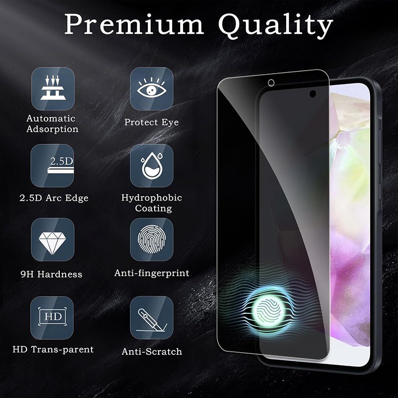2-Piece Privacy Screen Protector for Samsung Galaxy A57 A37 A17 A07 A56 A36 A55 A35 [Anti Spy Tempered Glass] Ultra High Definition Protective Film